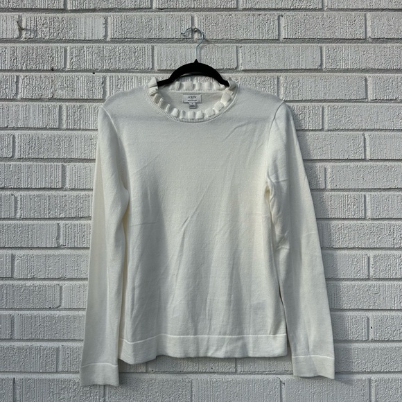 White Ruffled Women's Sweater - Picture 1 of 3